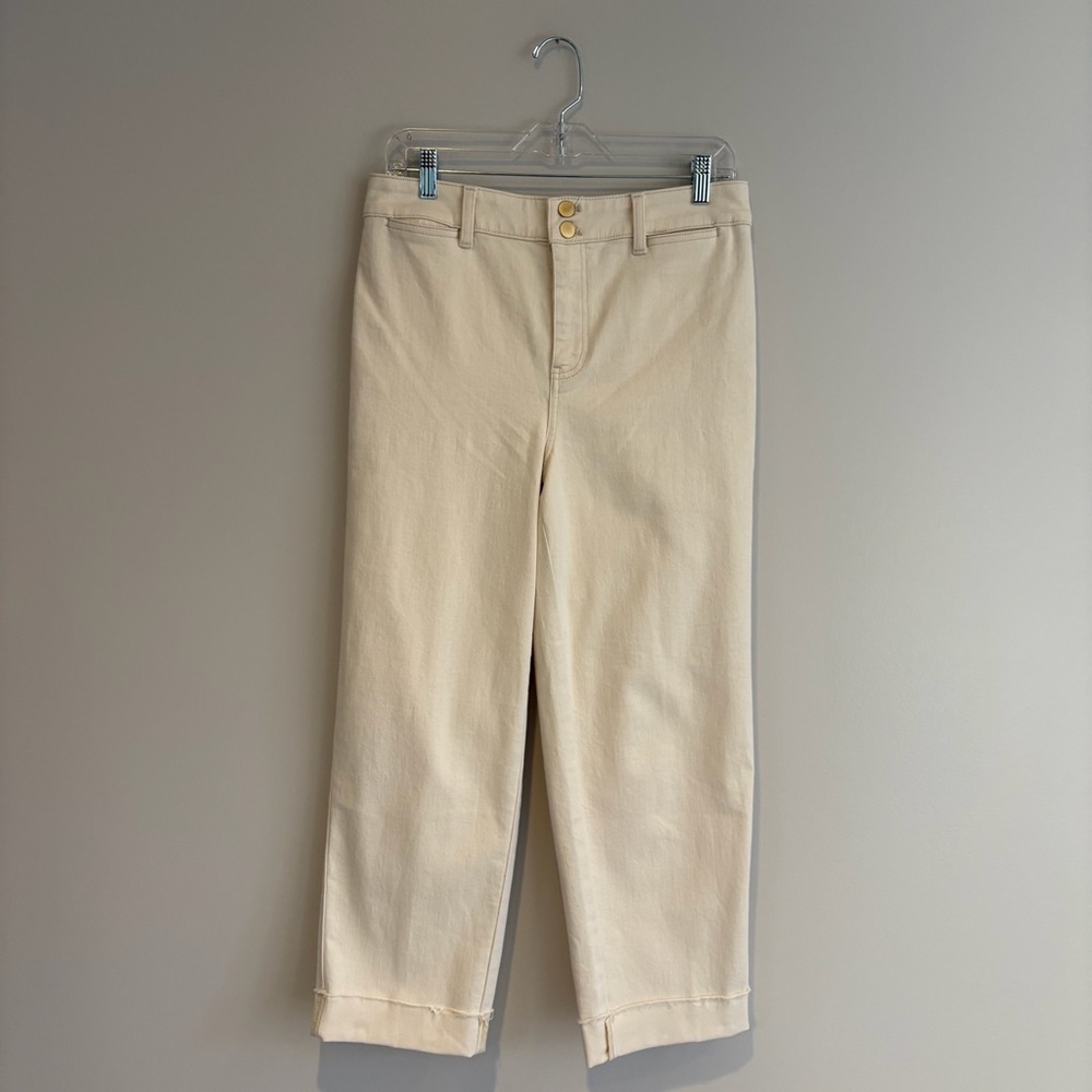 Talbots Easy Straight Cream Ankle Jean
